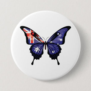 Chapa Redonda De 7 Cm Pegatina de la bandera de la mariposa de cola tort