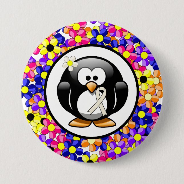 Chapa Redonda De 7 Cm Penguin Pearl Awareness Ribbon (Anverso)
