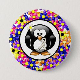 Chapa Redonda De 7 Cm Penguin Pearl Awareness Ribbon