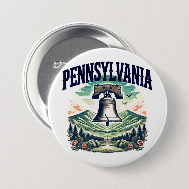 Chapa Redonda De 7 Cm Pennsylvania (Anverso y reverso)