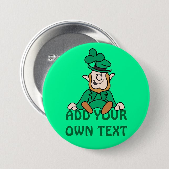 Chapa Redonda De 7 Cm Pequeño Leprechaun - añada su propio texto (Anverso y reverso)