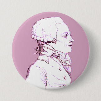 Chapa Redonda De 7 Cm Perfil de Robespierre en Rosa