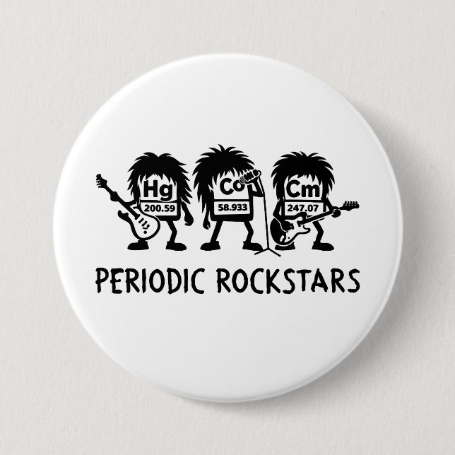 Chapa Redonda De 7 Cm Periodic Rockstars Chemistry Humor (Anverso)