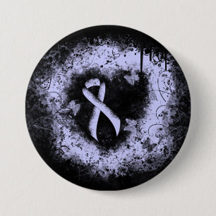 Chapa Redonda De 7 Cm Periwinkle Ribbon Grunge Heart