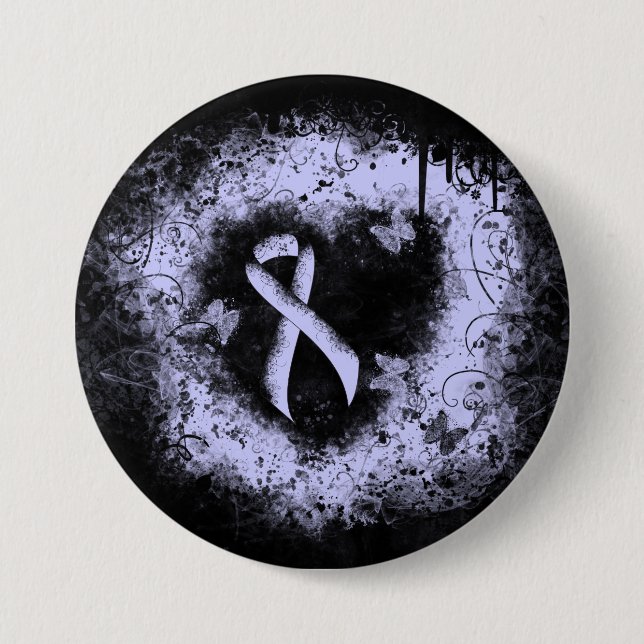 Chapa Redonda De 7 Cm Periwinkle Ribbon Grunge Heart (Anverso)