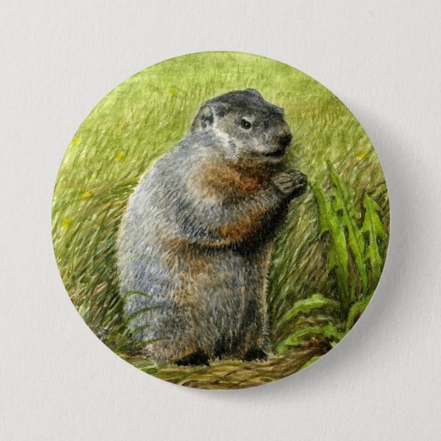 Chapa Redonda De 7 Cm Perno/botón de Groundhog (Anverso)