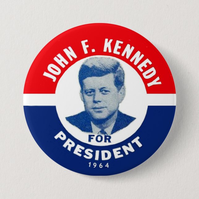 Chapa Redonda De 7 Cm Perno conmemorativo 1964 de JFK (Anverso)