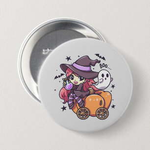 Chapa Redonda De 7 Cm Perra infantil sentada en un auto calabaza