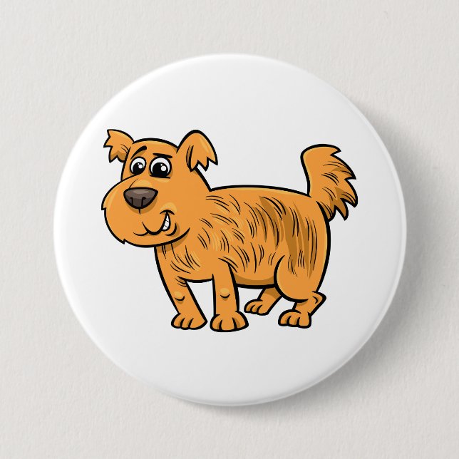 Chapa Redonda De 7 Cm Perrito Naranja Desgreñado (Anverso)