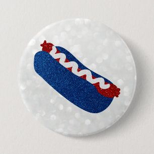 Chapa Redonda De 7 Cm Perro Caliente 4 de Julio Brillante
