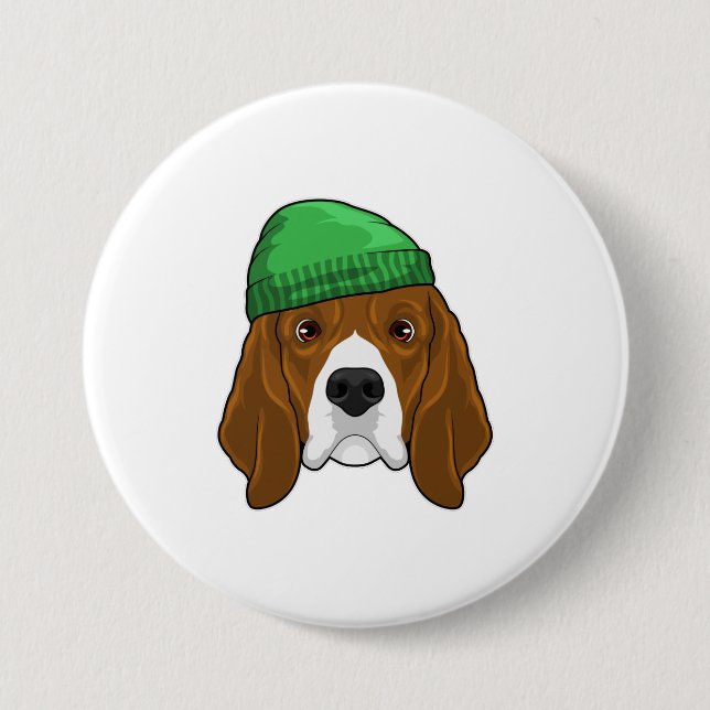 Chapa Redonda De 7 Cm Perro con Beanie (Anverso)