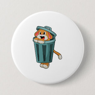 Chapa Redonda De 7 Cm Perro con Trashcan