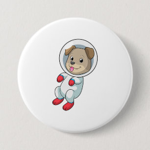 Chapa Redonda De 7 Cm Perro en el espacio