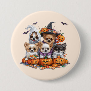 Chapa Redonda De 7 Cm Perros de Halloween Chihuahua