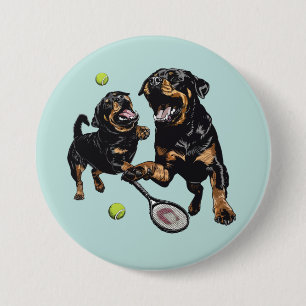 Chapa Redonda De 7 Cm Perros De Rottweiler Cute Juegan Al Tenis