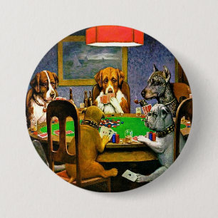 Chapa Redonda De 7 Cm Perros Jugando al Póquer