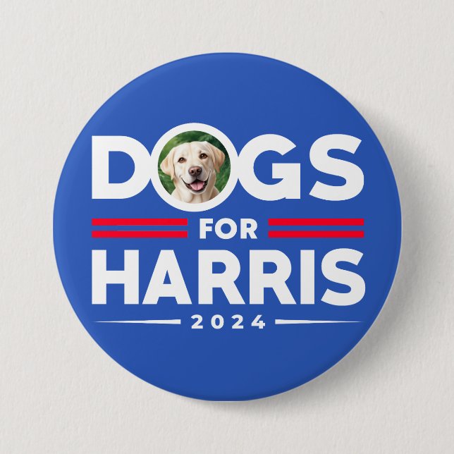 Chapa Redonda De 7 Cm Perros para Harris 2024 personalizado Foto persona (Anverso)