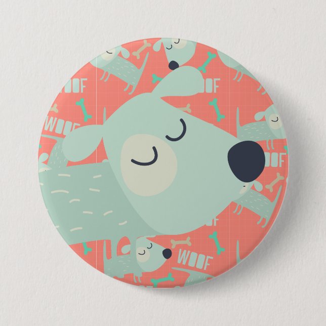 Chapa Redonda De 7 Cm Perros y huesos de madera (Anverso)