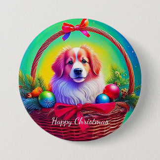 Chapa Redonda De 7 Cm Personaliza el perro de Navidad más lindo y leal 2