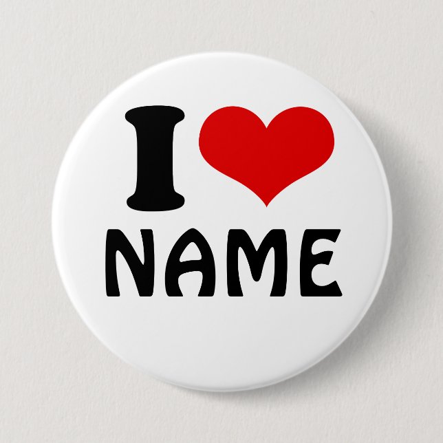 Chapa Redonda De 7 Cm Personalizable Día de San Valentín Amo Personaliza (Anverso)