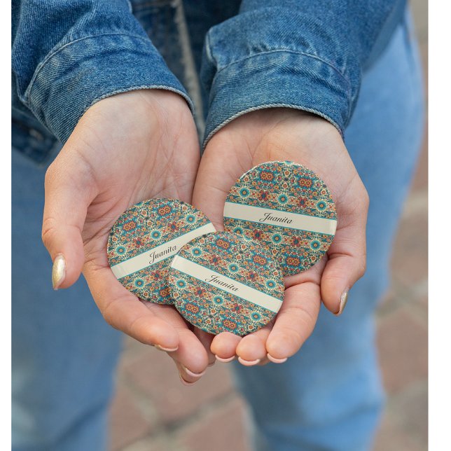 Chapa Redonda De 7 Cm Personalizable Fiesta Blooms (Subido por el creador)