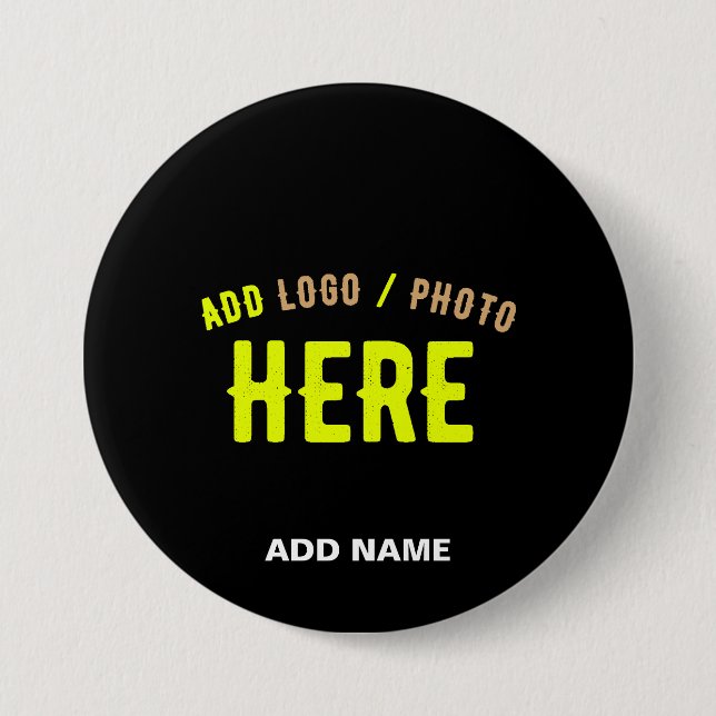 CHAPA REDONDA DE 7 CM PERSONALIZABLE MODERNO ESTILO NEGRO VERIFICADO MAR (Anverso)