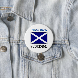 Chapa Redonda De 7 Cm Personalización azul de Escocia y bandera escocesa