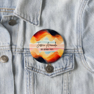 Chapa Redonda De 7 Cm Personalizado Brillante Acuarela Colorido Estampad
