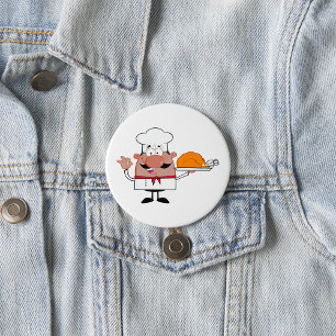 Chapa Redonda De 7 Cm Personalizado Chef Holding Roast Turkey
