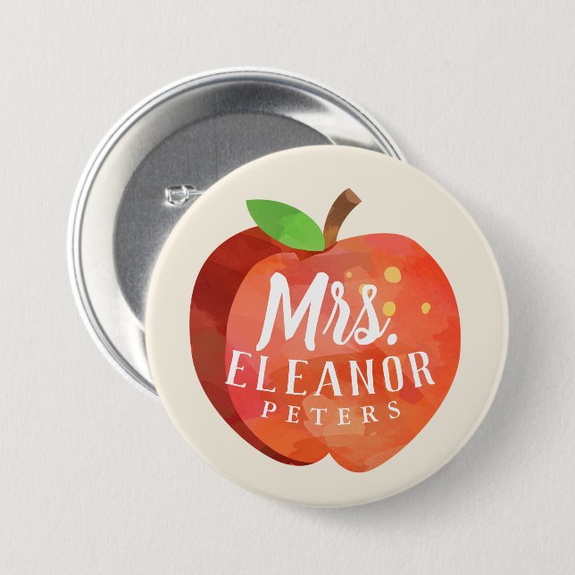 Chapa Redonda De 7 Cm Personalizado de Apple del profesor (Anverso y reverso)