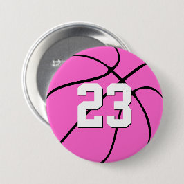 Chapa Redonda De 7 Cm Personalizado de baloncesto rosa Número de Jersey/