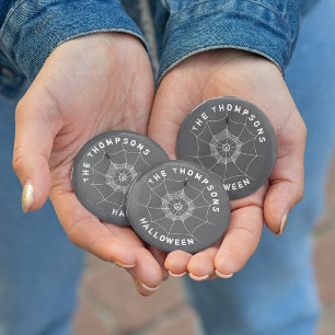 Chapa Redonda De 7 Cm Personalizado de Halloween en la web Black and Whi