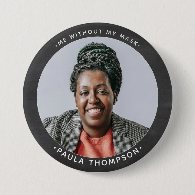 Chapa Redonda De 7 Cm Personalizado Empleado Foto ID sonriendo sin másca (Anverso)