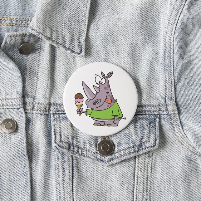 Chapa Redonda De 7 Cm Personalizado gracioso rinoceronte comiendo helado (Subido por el creador)