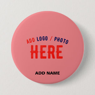 CHAPA REDONDA DE 7 CM PERSONALIZADO MODERNO ELEGANTE SALMON PINK VERIFIC