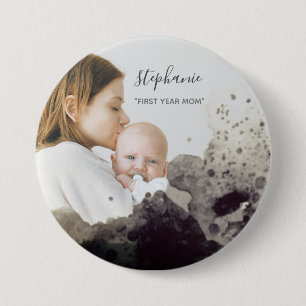 Chapa Redonda De 7 Cm Personalizado Primer año mamá Foto Esparkling Ov