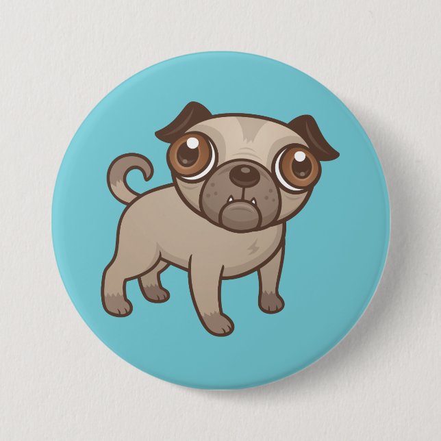 Chapa Redonda De 7 Cm Personalizado Pug Puppy (Anverso)