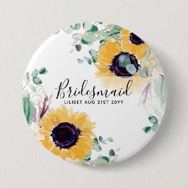 Chapa Redonda De 7 Cm Personalizado Sunflowers Bridesmaids Regalos Añadi