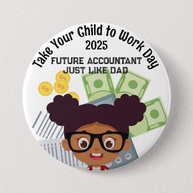 Chapa Redonda De 7 Cm Personalizado Un Chica de finanzas lleva a su hijo (Anverso)