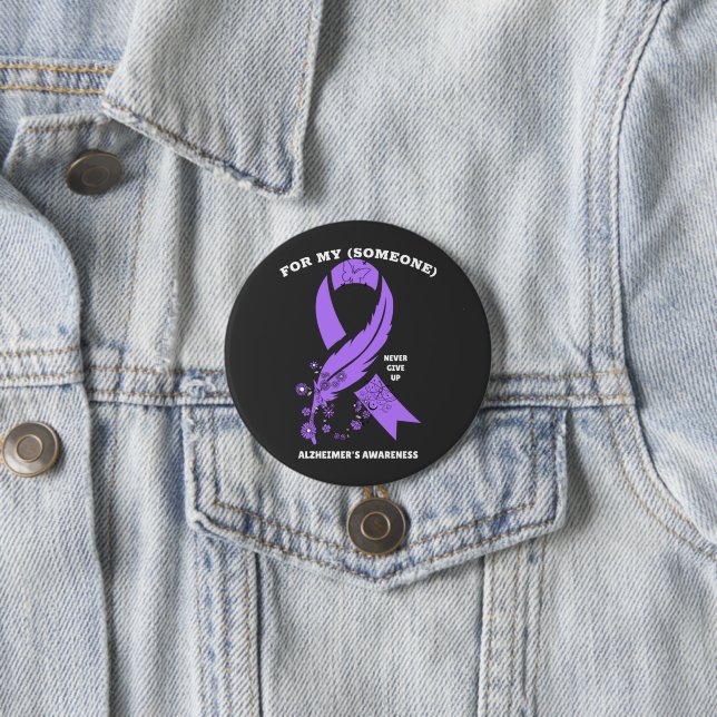 Chapa Redonda De 7 Cm Personalized Alzheimer's Awareness Ribbon (In situ)