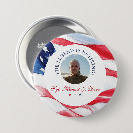 Chapa Redonda De 7 Cm Personalized U.S. Military Retirement Photo