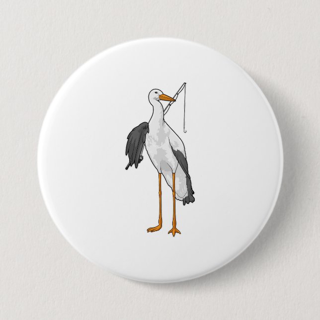 Chapa Redonda De 7 Cm Pesca de cigüeñas (Anverso)