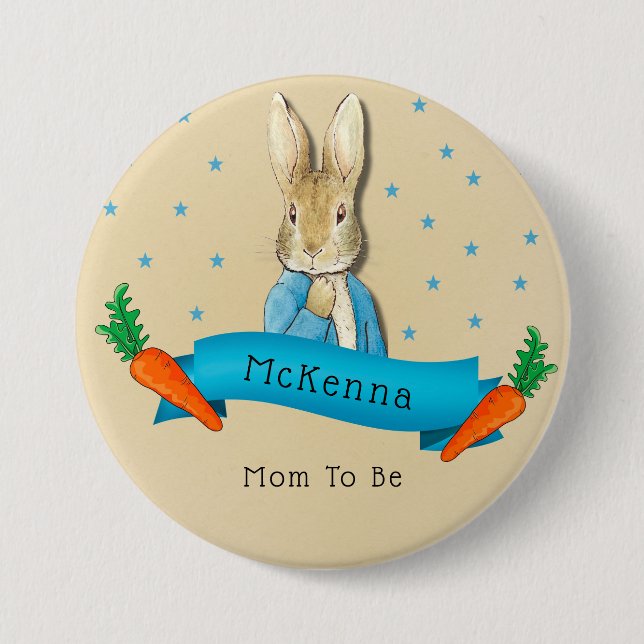 Chapa Redonda De 7 Cm Peter Rabbit Carrots y Stars Mom To Be (Anverso)