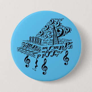 Chapa Redonda De 7 Cm piano de cola, piano, símbolos musicales,