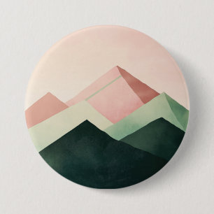 Chapa Redonda De 7 Cm Pico Pastel – Paisaje Geométrico de Montaña #1