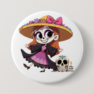 Chapa Redonda De 7 Cm PIN catrina decorativo