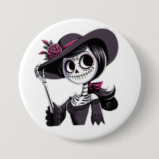 Chapa Redonda De 7 Cm PIN catrina mujer