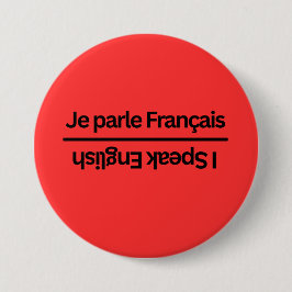 Chapa Redonda De 7 Cm Pin "Hablo" bilingüe reversible francés inglés