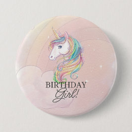 Chapa Redonda De 7 Cm pin unicornio de chica de cumpleaños