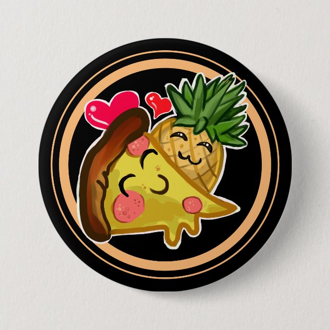 Chapa Redonda De 7 Cm Pineapple Pizza Love (Anverso)